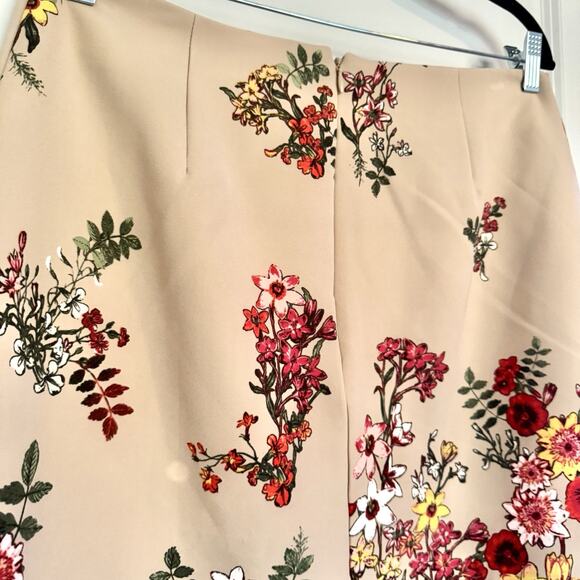 7th Avenue Ny&Co Pencil Skirt Sz 12 Nude Beige Red Floral Print Career Suit - Picture 3 of 12
